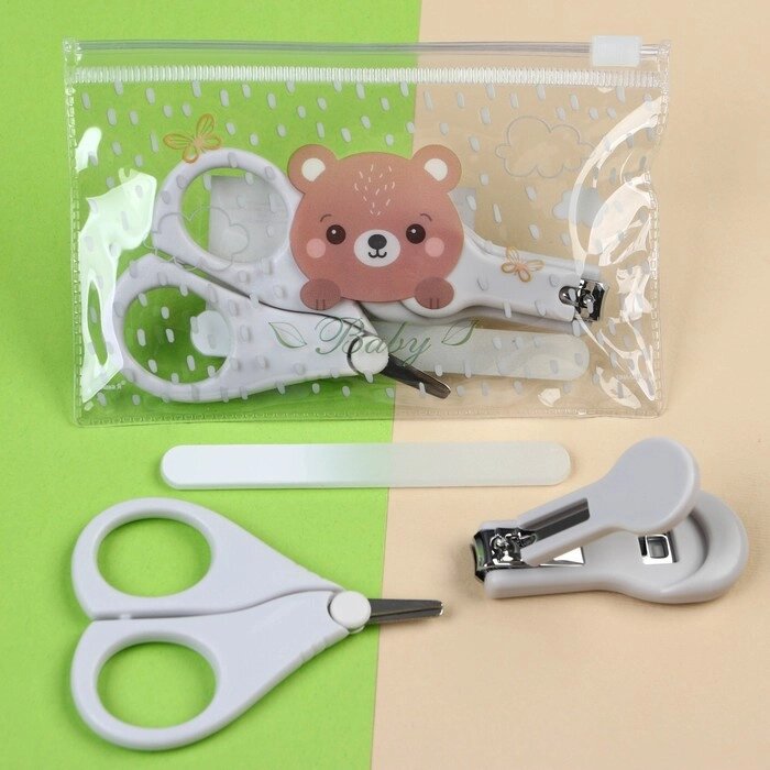 Маникюрный набор для самых меленьких "Мишка" (ножницы+щипчики+пилка) от компании Интернет-гипермаркет «MOLL» - фото 1