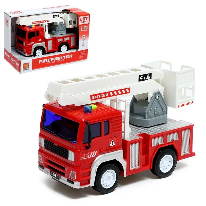 Машина инерционная "Пожарная служба", 1:20. свет и звук от компании Интернет-гипермаркет «MOLL» - фото 1