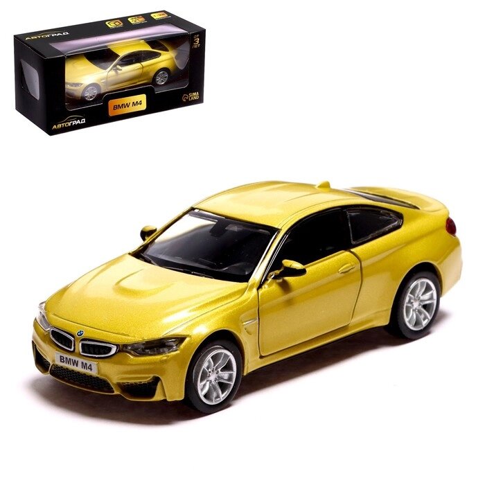 Машина металлическая BMW M4 COUPE, 1:32, инерция, открываются двери, цвет жёлтый от компании Интернет-гипермаркет «MOLL» - фото 1