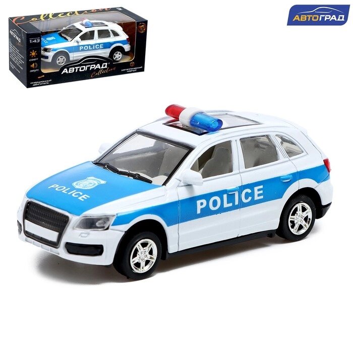 Машина металлическая "Полицейский джип", инерционная, свет и звук, масштаб 1:43 от компании Интернет-гипермаркет «MOLL» - фото 1
