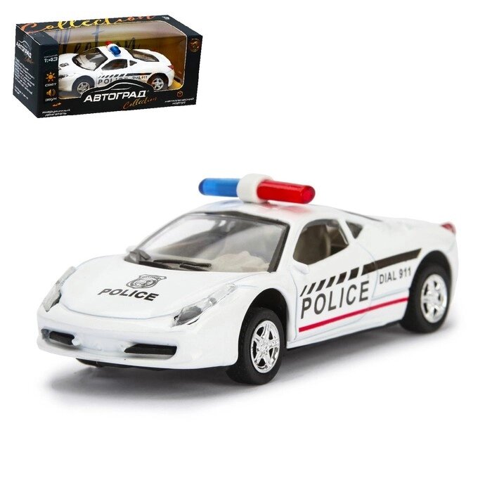 Машина металлическая "Полиция", инерционная, свет и звук, масштаб 1:43 от компании Интернет-гипермаркет «MOLL» - фото 1
