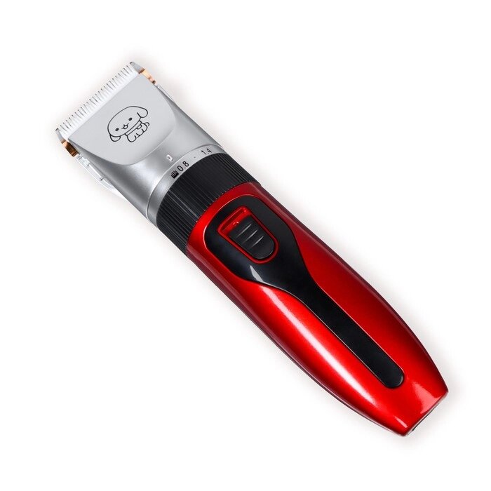 Машинка для стрижки с керамическим лезвием, регулировка ножа, USB-зарядка красная от компании Интернет-гипермаркет «MOLL» - фото 1