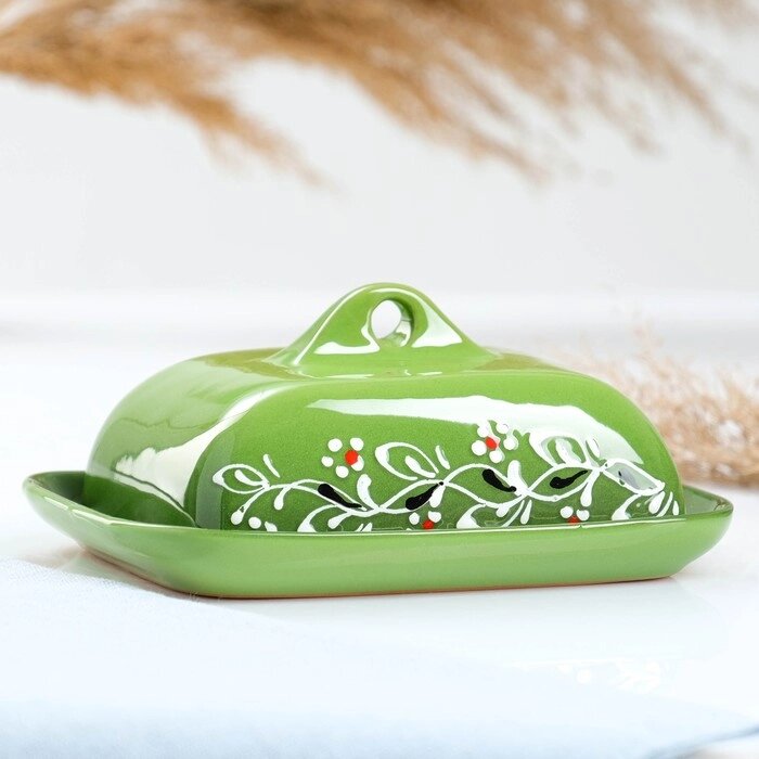 Масленка "Подарочная" мак на зеленом, 13х8см от компании Интернет-гипермаркет «MOLL» - фото 1