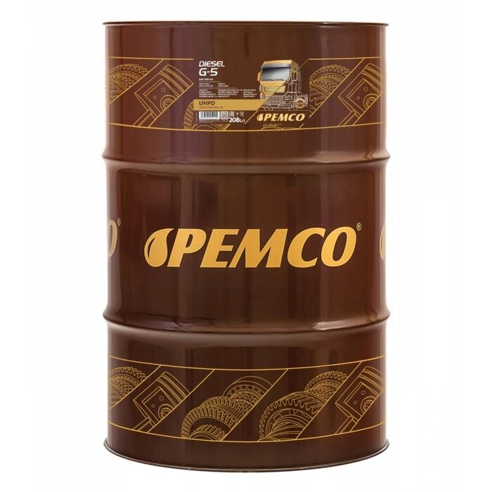 Масло моторное PEMCO DIESEL G-5 10W-40 UHPD, полусинтетическое, 208 л от компании Интернет-гипермаркет «MOLL» - фото 1