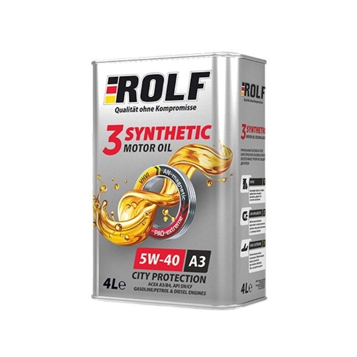 Масло моторное Rolf 5W40, 3-Synthetic, A3/B4, синтетическое, 4 л от компании Интернет-гипермаркет «MOLL» - фото 1