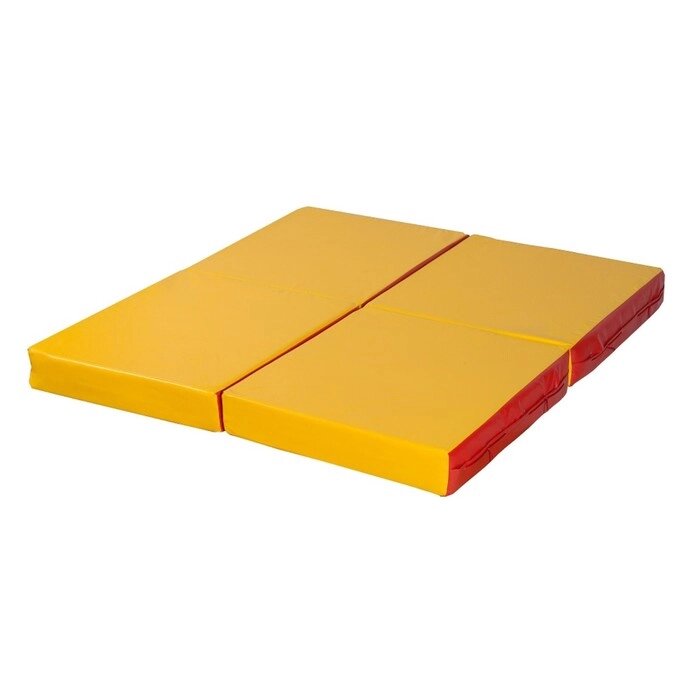 Мат 100 х 100 х 10 см, складной, 4 сложения, красный/жёлтый от компании Интернет-гипермаркет «MOLL» - фото 1