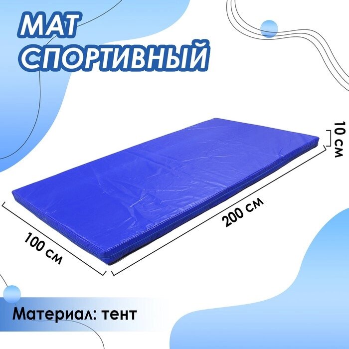 Мат 200 х 100 х 10 см, тент, цвет синий от компании Интернет-гипермаркет «MOLL» - фото 1