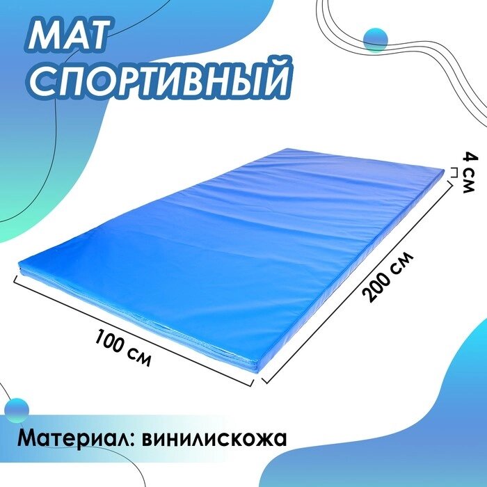 Мат 200 х 100 х 4 см, армированный ПВХ 630-650 г/м², изолон НПЭ, цвет синий от компании Интернет-гипермаркет «MOLL» - фото 1