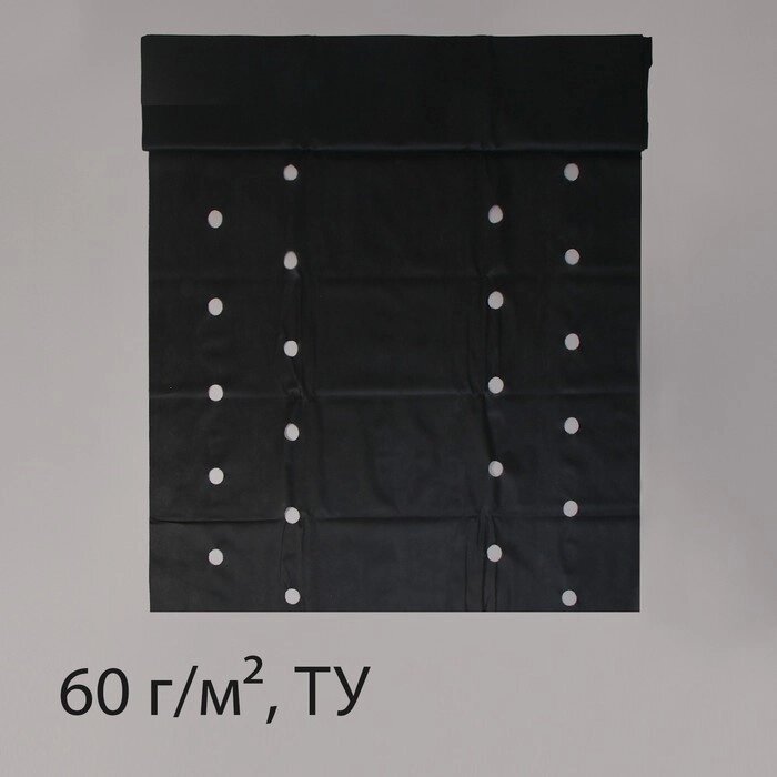 Материал мульчирующий, 10  1,6 м, плотность 60, с УФ-стабилизатором, два ряда перфорации (о), чёрный от компании Интернет-гипермаркет «MOLL» - фото 1