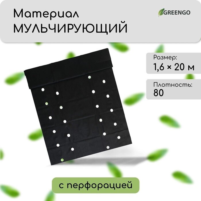 Материал мульчирующий,  плотность 80, УФ,  1,6*20м, 4 ряда перфорации (о) Greengo Эконом от компании Интернет-гипермаркет «MOLL» - фото 1