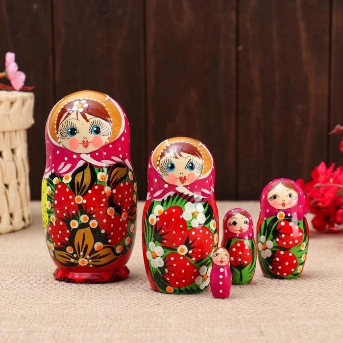 Матрёшка 5-ти кукольная "Катя" ягоды , 13см, ручная роспись. от компании Интернет-гипермаркет «MOLL» - фото 1