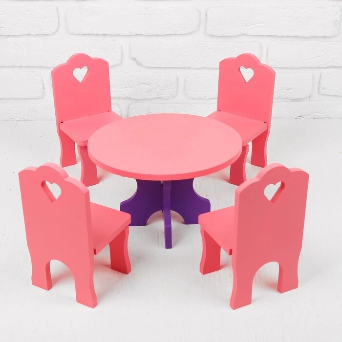 Мебель кукольная "Столик со стульчиками", 5 деталей от компании Интернет-гипермаркет «MOLL» - фото 1