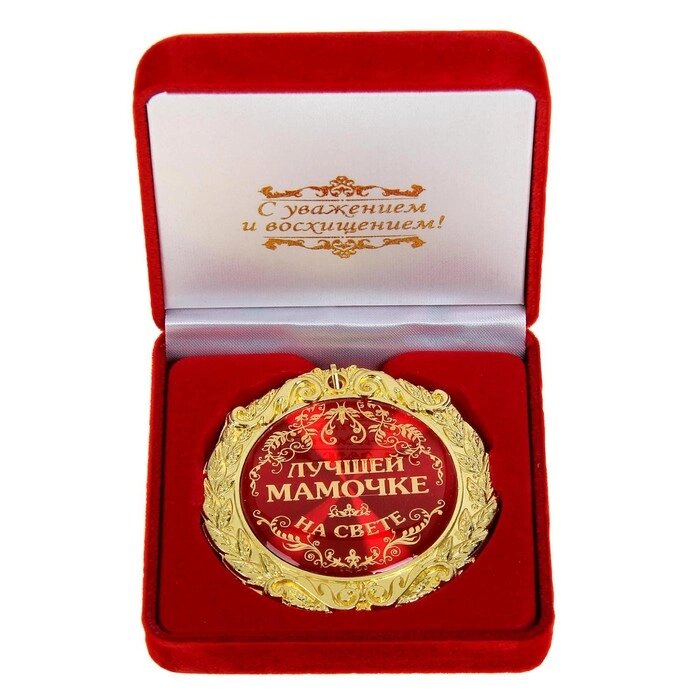 Медаль в бархатной коробке "Лучшей мамочке на свете", d=7 см от компании Интернет-гипермаркет «MOLL» - фото 1
