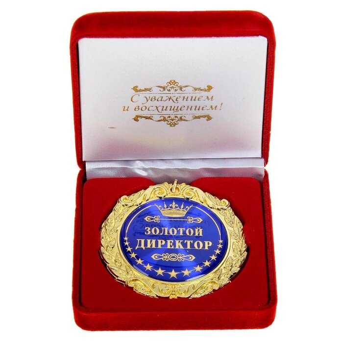 Медаль в бархатной коробке "Золотой директор", d=7 см от компании Интернет-гипермаркет «MOLL» - фото 1