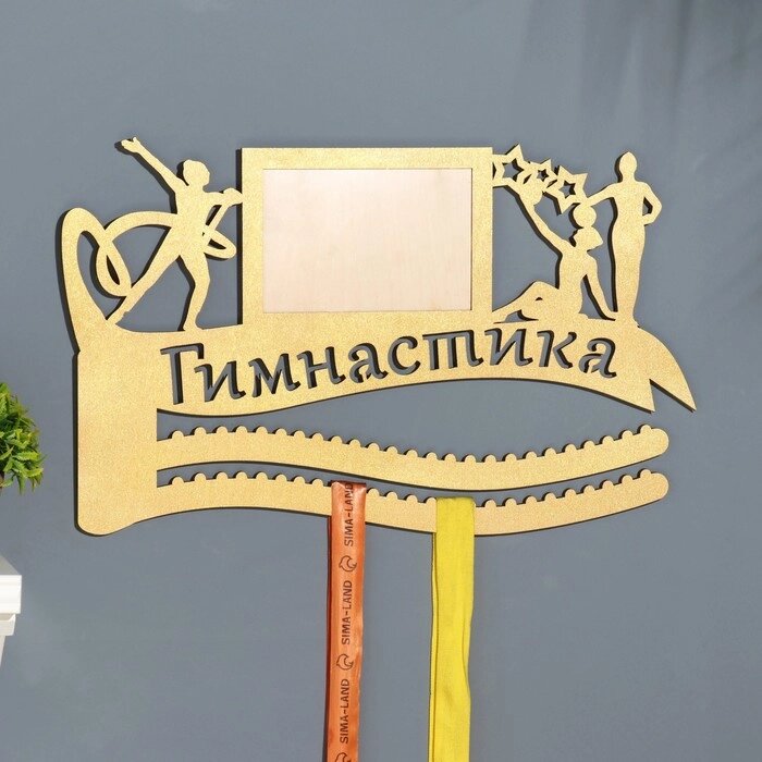 Медальница с фото "Гимнастика" жёлтый цвет, 47х27,5 см от компании Интернет-гипермаркет «MOLL» - фото 1
