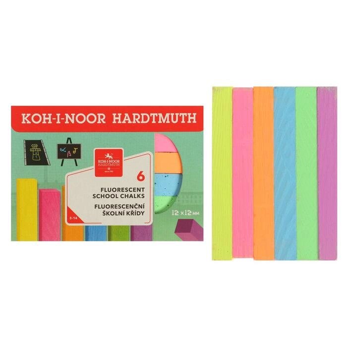 Мелки цветные 6 штук Koh-i-Noor 1125, прямоугольные, флуор от компании Интернет-гипермаркет «MOLL» - фото 1