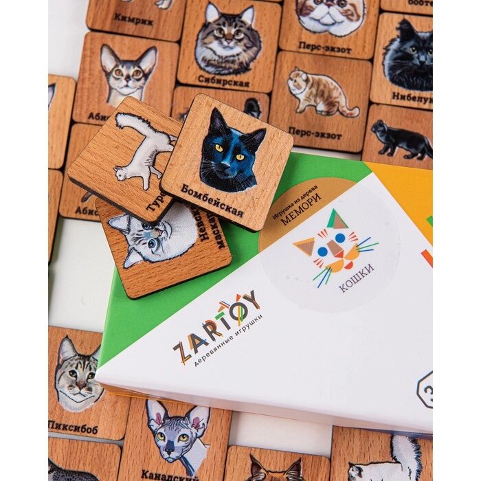 Мемори "Кошки" в картонной коробочке от компании Интернет-гипермаркет «MOLL» - фото 1