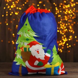 Мешок Деда Мороза "Дедушка с подарками", 5842 см, цвет синий