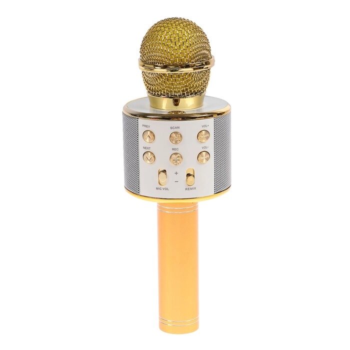 Микрофон для караоке LuazON LZZ-58, WS-858, 1800 мАч, жёлтый от компании Интернет-гипермаркет «MOLL» - фото 1