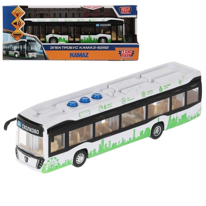 Модель "Электробус КАМАЗ-6282", 19,5 см, свет-звук, 3 кнопк, цв. белый KAMAZBUS-20PL-WHGN от компании Интернет-гипермаркет «MOLL» - фото 1