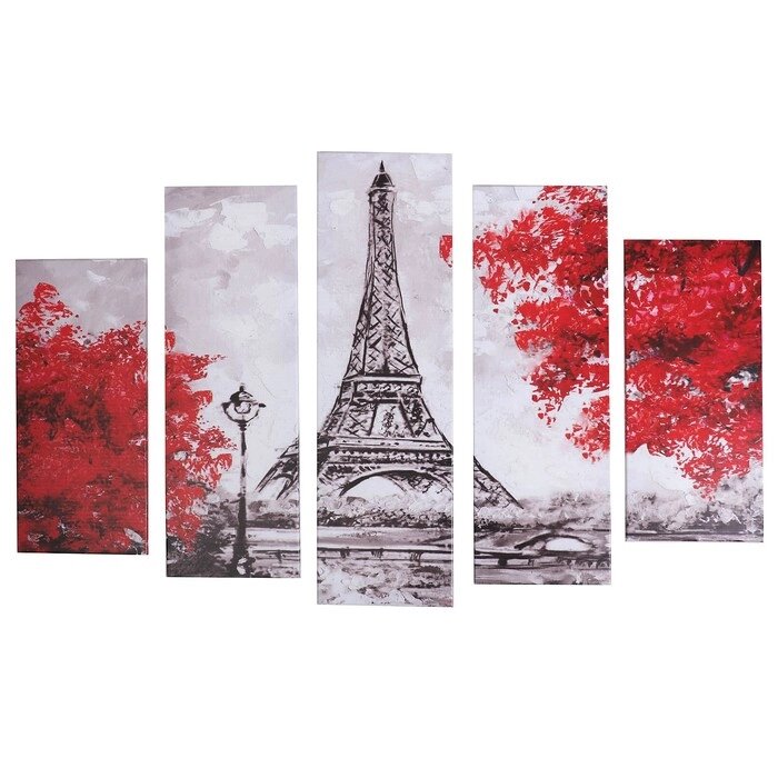 Модульная картина "Нарисованный Париж" (2-23х52; 2-24х70; 1-24х80) 120х80см от компании Интернет-гипермаркет «MOLL» - фото 1
