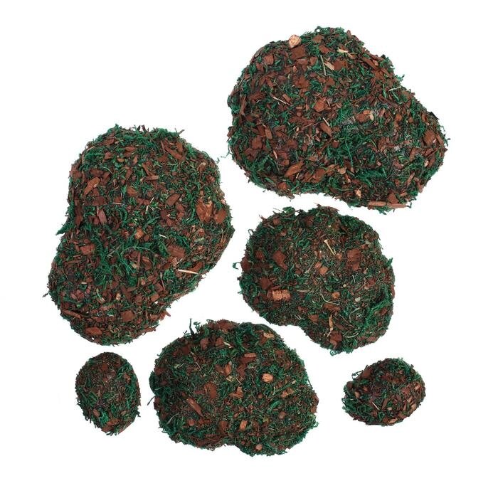 Мох искусственный "Камни", с тёмной корой, набор 6 шт. от компании Интернет-гипермаркет «MOLL» - фото 1