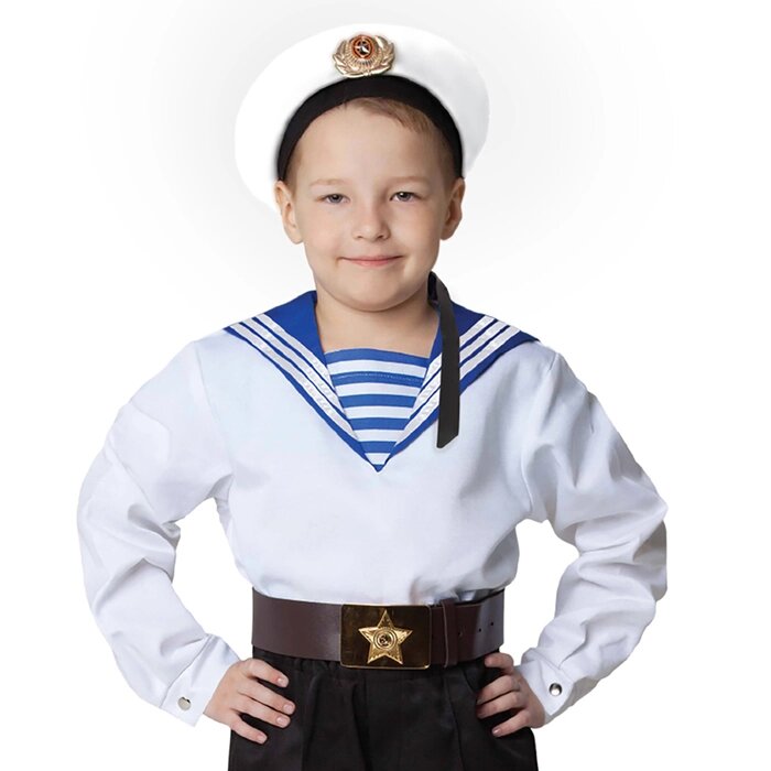 Морская рубашка "Фланка", детская, р. 36, рост 140 см, цвет белый от компании Интернет-гипермаркет «MOLL» - фото 1