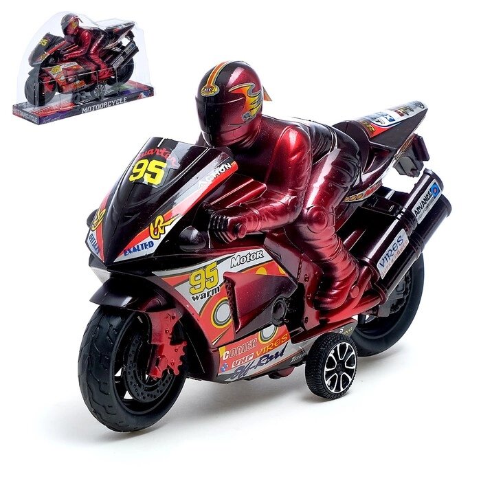 Мотоцикл инерционный "Спортбайк", с гонщиком, цвет МИКС от компании Интернет-гипермаркет «MOLL» - фото 1