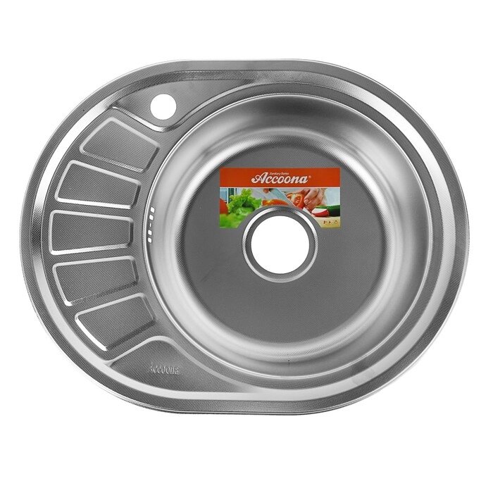 Мойка кухонная Accoona AC4557-R, врезная, правая, толщина 0.6 мм, 570х450х165 мм, декор от компании Интернет-гипермаркет «MOLL» - фото 1