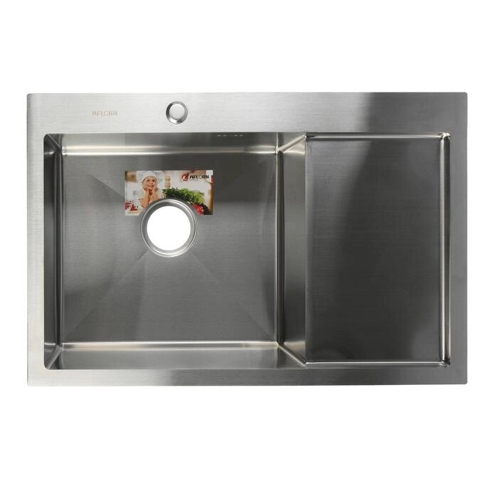 Мойка кухонная AFLORN AF97851-L, врезная, левая, S=3,0 и 0,8 мм, 78х51х20 см, сифон, сатин от компании Интернет-гипермаркет «MOLL» - фото 1