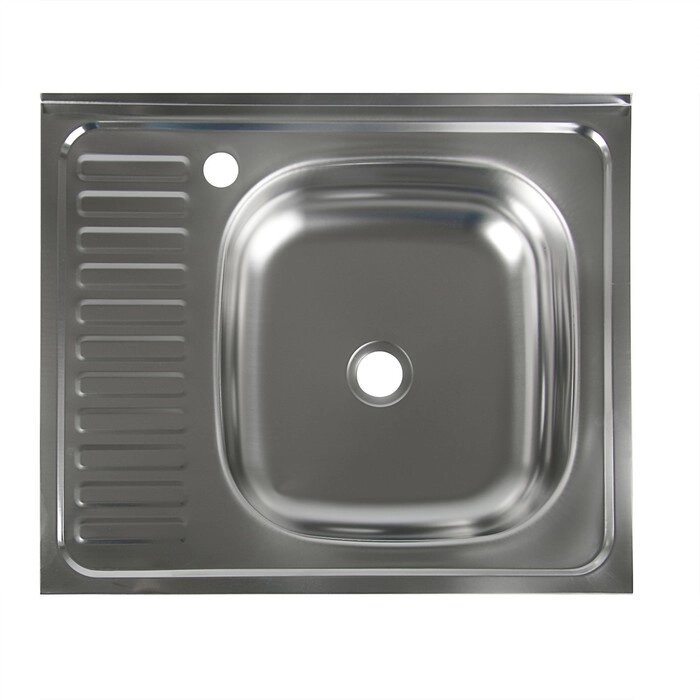 Мойка кухонная "Владикс", накладная, без сифона, 60х50 см, правая, нержавеющая сталь 0.4 мм от компании Интернет-гипермаркет «MOLL» - фото 1
