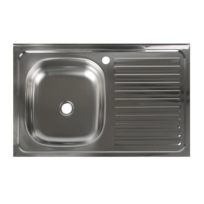 Мойка кухонная "Владикс", накладная, без сифона, 80х50 см, левая, нержавеющая сталь 0.4 мм от компании Интернет-гипермаркет «MOLL» - фото 1