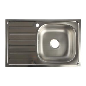 Мойка кухонная "Владикс", врезная, с сифоном, 76х48 см, правая, нержавеющая сталь 0.6 мм