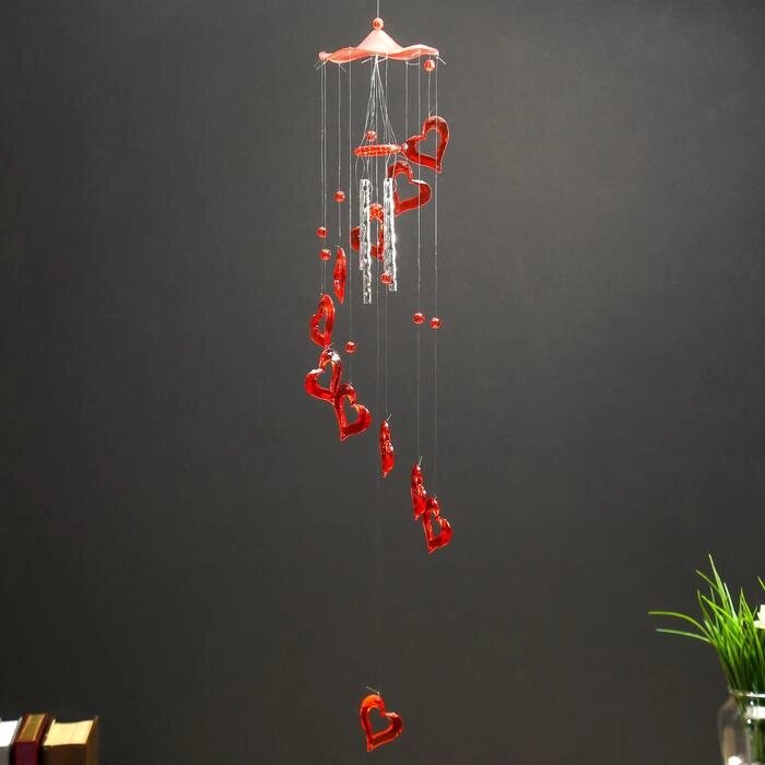 Музыка ветра пластик "Сердце" 4 трубочки 11 фигурок МИКС 50 см от компании Интернет-гипермаркет «MOLL» - фото 1