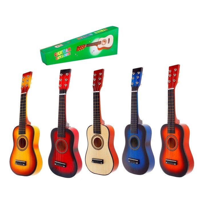 Музыкальная игрушка "Гитара" 58 см, 6 струн, медиатор, цвета МИКС от компании Интернет-гипермаркет «MOLL» - фото 1