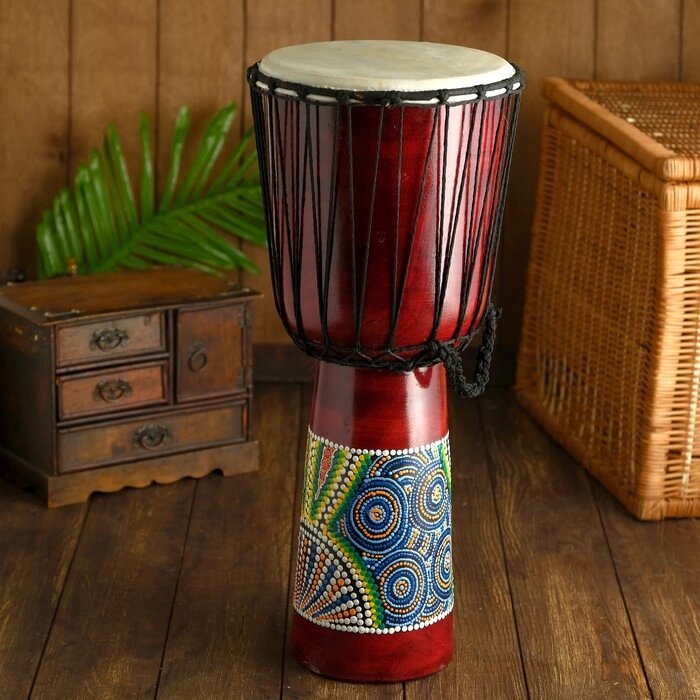 Музыкальный инструмент барабан джембе "Цветной" 50х23х23 см МИКС от компании Интернет-гипермаркет «MOLL» - фото 1