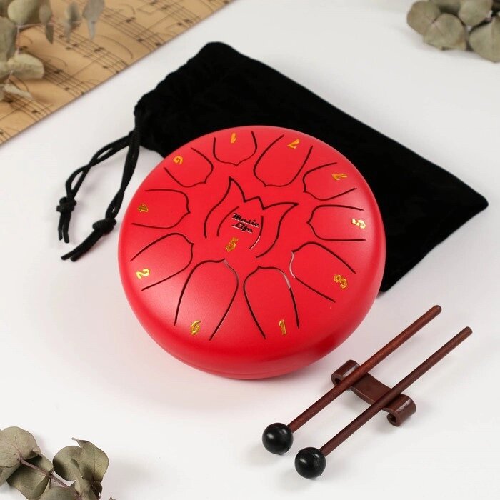 Музыкальный инструмент Глюкофон, красный, 11 лепестков, 17 х 8 см от компании Интернет-гипермаркет «MOLL» - фото 1