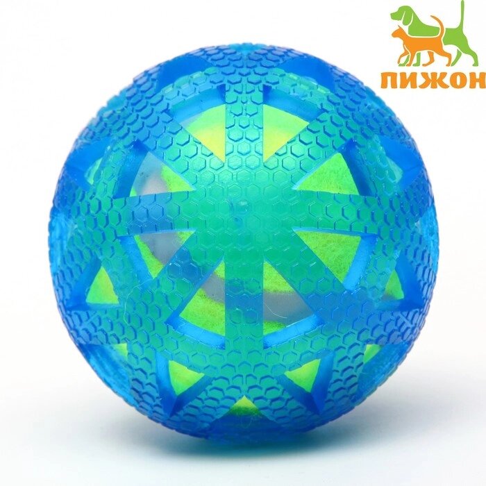 Мяч для собак "Двойное удовольствие Паутина", TPR+войлочный мяч, 7,6 см от компании Интернет-гипермаркет «MOLL» - фото 1