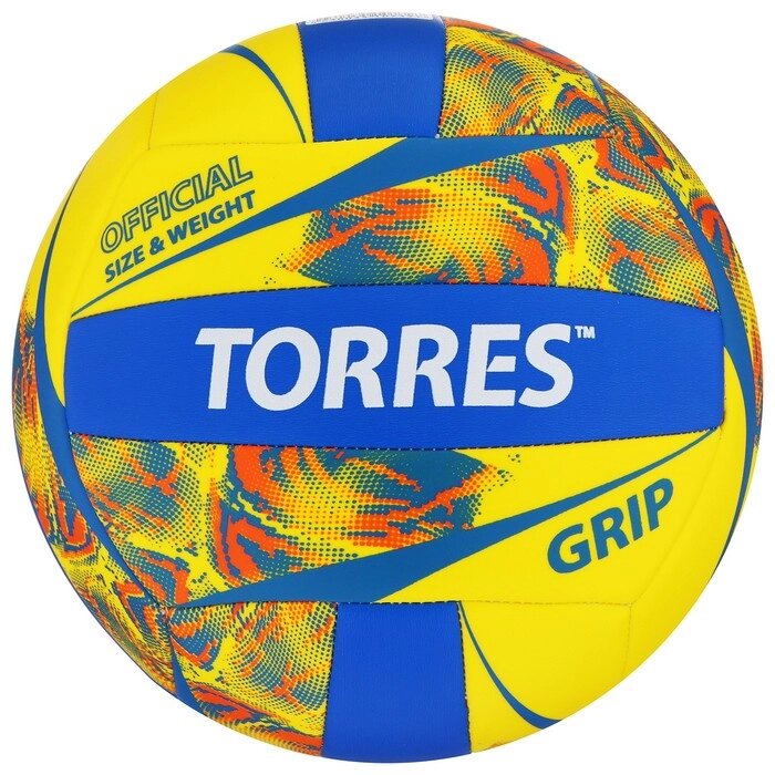 Мяч вол. "TORRES Grip Y" арт. V32185, р. 5, синт. кожа (ТПУ), маш. сшивка, бут. камера, желто-син от компании Интернет-гипермаркет «MOLL» - фото 1