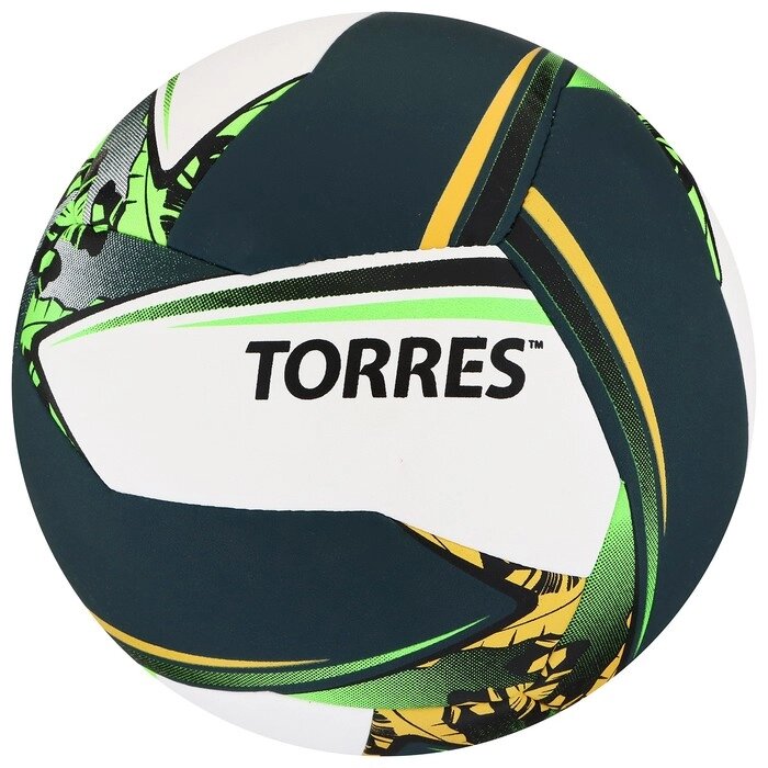 Мяч вол. "TORRES Save" арт. V321505 р. 5, синт. кожа (ПУ), гибрид, бут. кам, бело-зелено-желный от компании Интернет-гипермаркет «MOLL» - фото 1