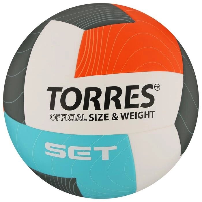 Мяч волейбольный TORRES Set, размер 5, синтетическая кожа (ТПУ), клееный, бутиловая камера, бело-оранж-серо-го от компании Интернет-гипермаркет «MOLL» - фото 1