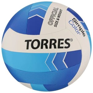 Мяч волейбольный TORRES Simple Color, размер 5, синтетическая кожа (ТПУ), машинная сшивка, бутиловая камера, бел