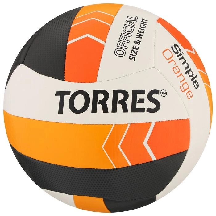 Мяч волейбольный TORRES Simple Orange, размер 5, синтетическая кожа (ТПУ), машинная сшивка, бутиловая камера, бел-г от компании Интернет-гипермаркет «MOLL» - фото 1