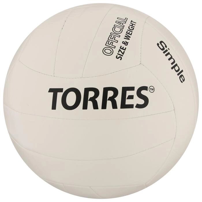 Мяч волейбольный TORRES Simple, размер 5, синтетическая кожа (ТПУ), машинная сшивка, бутиловая камера, бело-че от компании Интернет-гипермаркет «MOLL» - фото 1