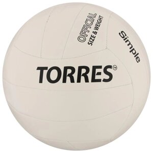 Мяч волейбольный TORRES Simple, размер 5, синтетическая кожа (ТПУ), машинная сшивка, бутиловая камера, бело-че