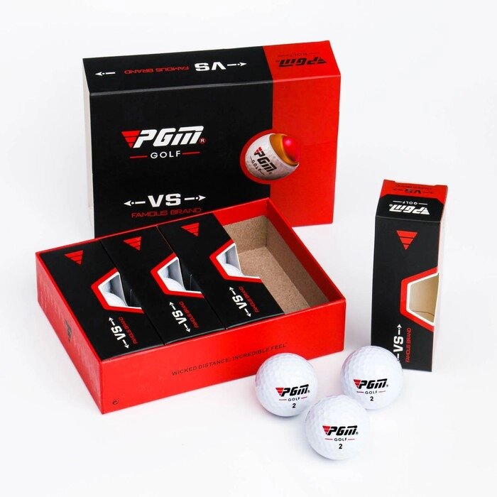 Мячи для гольфа PGM VS, трехкомпонентные, набор 12 шт. от компании Интернет-гипермаркет «MOLL» - фото 1