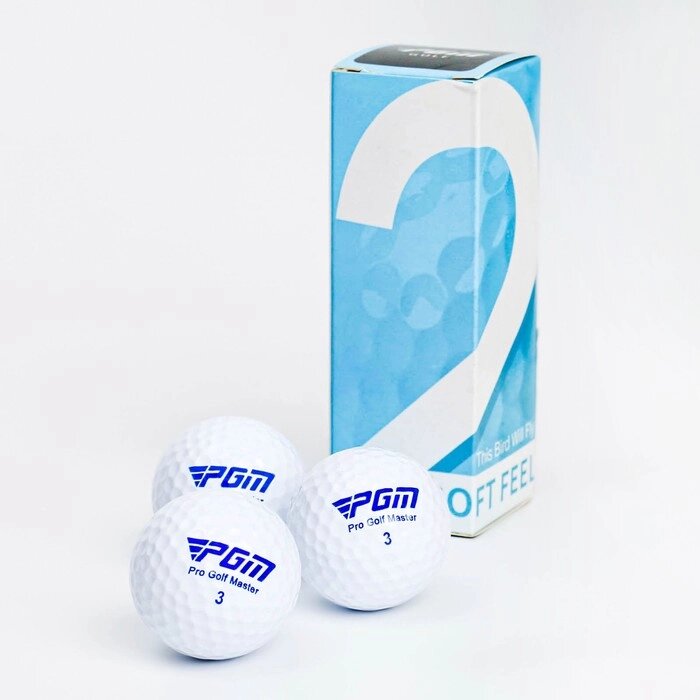 Мячи для гольфа "Soft Feel" PGM, 3 шт, двухкомпонентные, белые от компании Интернет-гипермаркет «MOLL» - фото 1