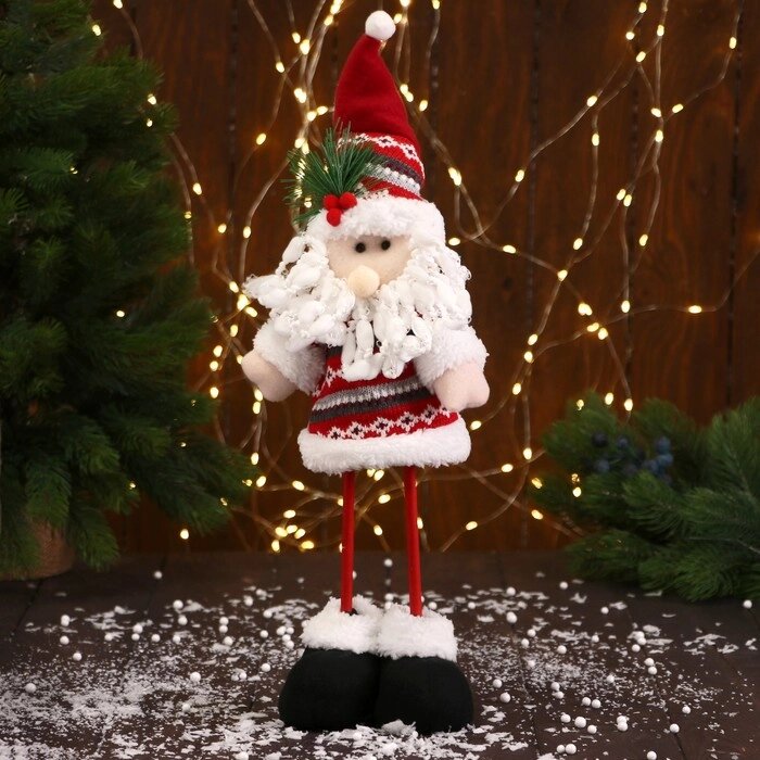 Мягкая игрушка "Дед Мороз" с ёлочкой  длинные ножки  14*36 см от компании Интернет-гипермаркет «MOLL» - фото 1