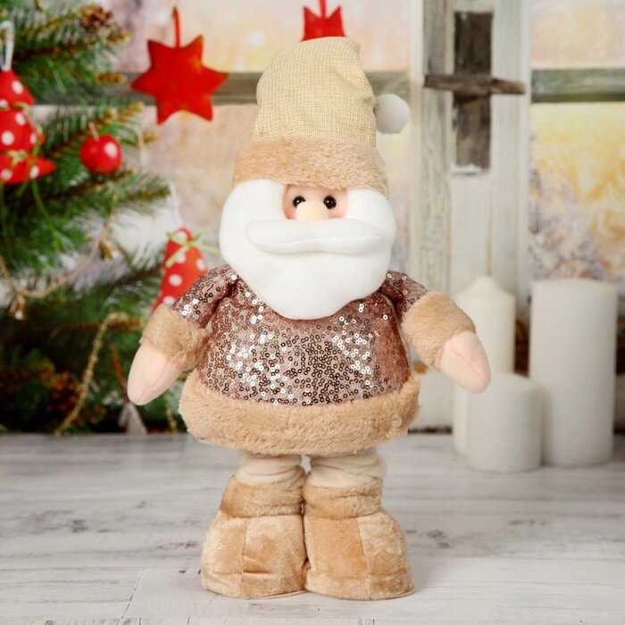 Мягкая игрушка "Дед Мороз в пайетках" стоит 15*41 см (в сложенном виде 30 см) от компании Интернет-гипермаркет «MOLL» - фото 1