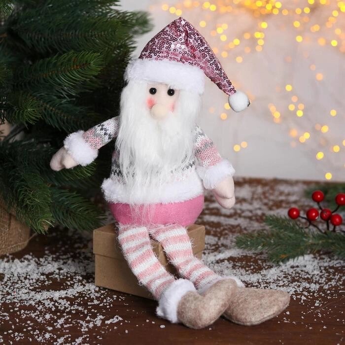 Мягкая игрушка "Дед Мороз в розой шапочке-длинные ножки" 11х37см от компании Интернет-гипермаркет «MOLL» - фото 1